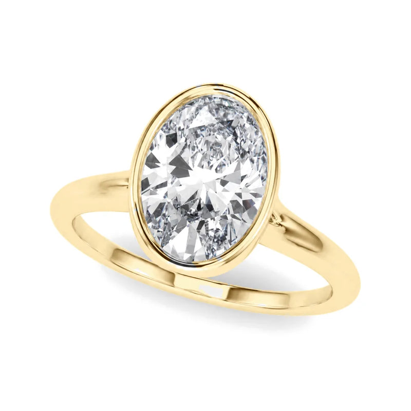 Mira oval lab-grown diamond engagement ring, 2 ct center, yellow gold