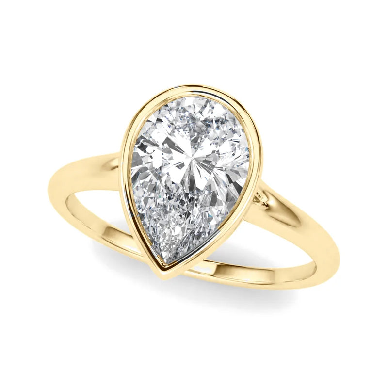 Mira pear lab-grown diamond engagement ring, 2 ct center, yellow gold