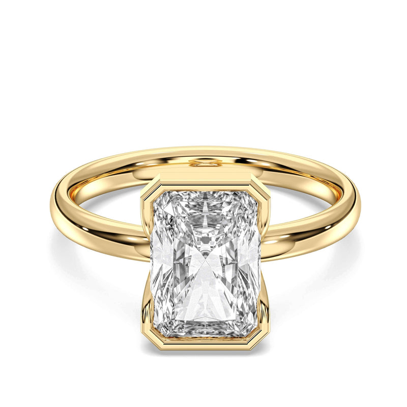Mira radiant lab-grown diamond engagement ring, 2 ct center stone, yellow gold