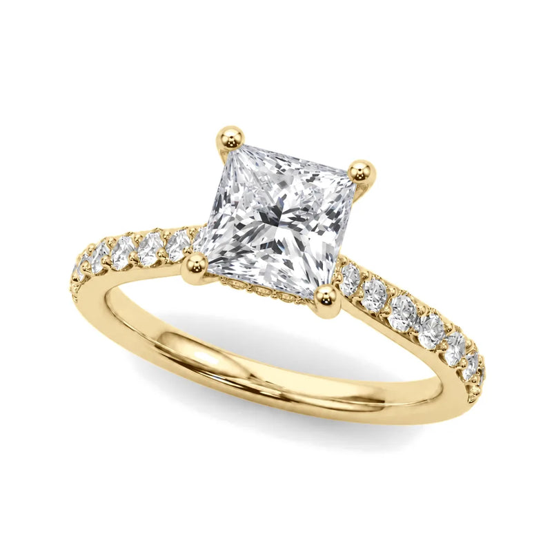 Natalia princess lab-grown diamond engagement ring, 2 ct center, yellow gold
