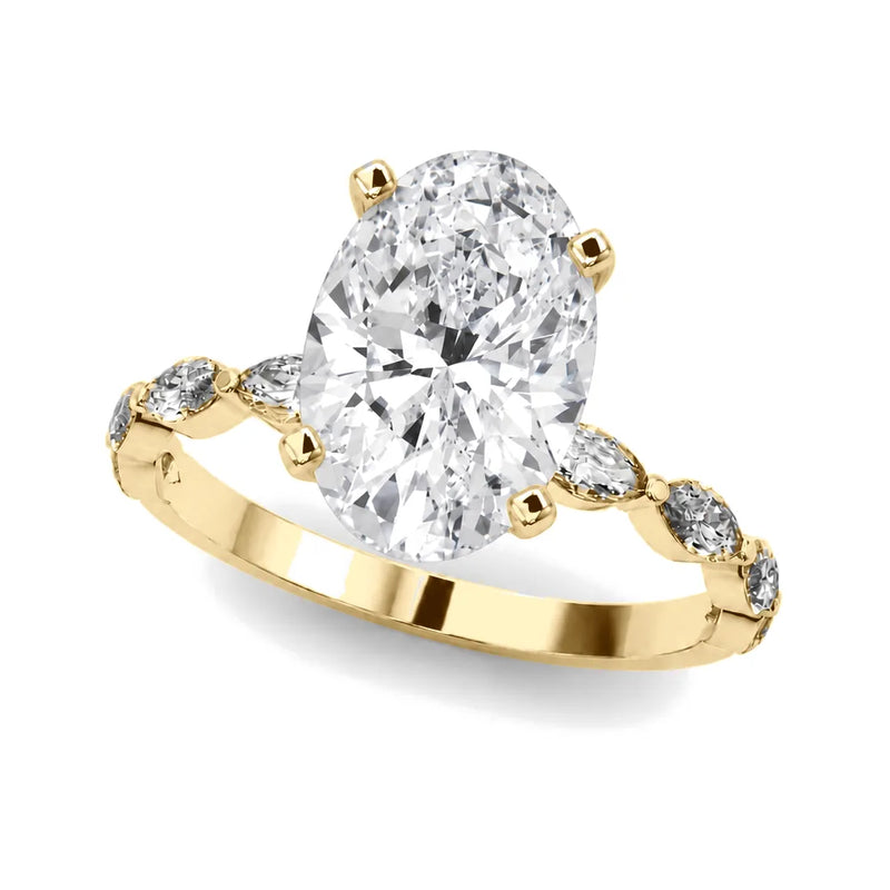 Octavia oval lab-grown diamond engagement ring, 2 ct center, yellow gold