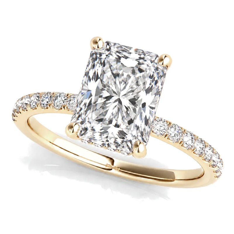 Olivia radiant lab-grown diamond engagement ring, 2 ct center, yellow gold