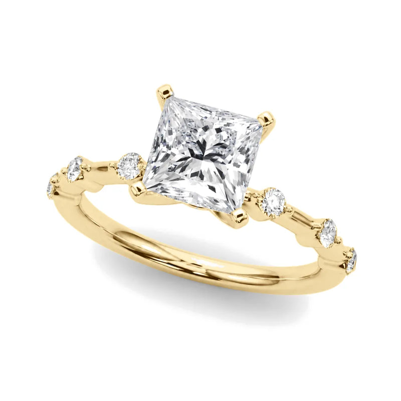 Paloma princess lab-grown diamond engagement ring, 2 ct center, yellow gold