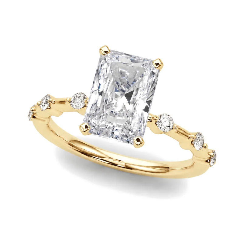 Paloma radiant lab-grown diamond engagement ring, 2 ct center, yellow gold