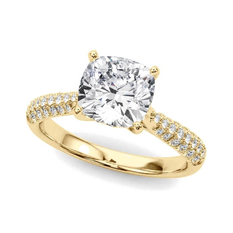 Renata cushion lab-grown diamond engagement ring, 2 ct center, yellow gold