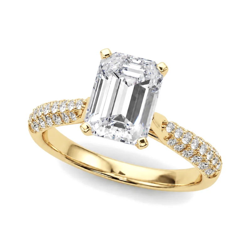 Renata emerald lab-grown diamond engagement ring, 2 ct center, yellow gold