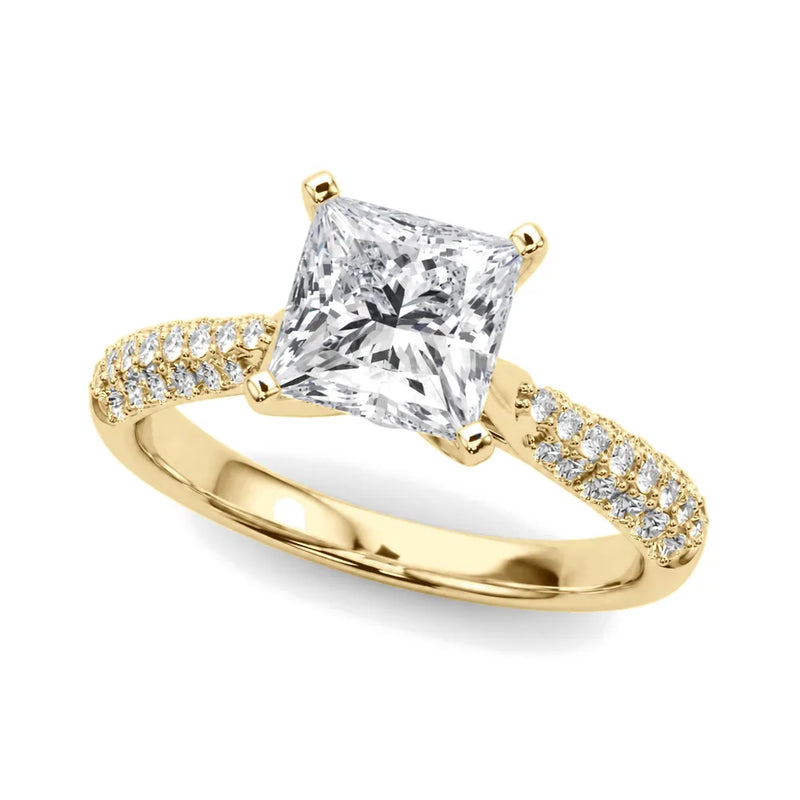 Renata princess lab-grown diamond engagement ring, 2 ct center, yellow gold
