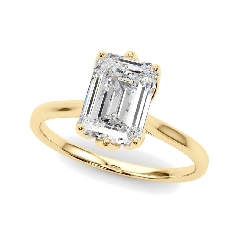 Sabrina emerald lab-grown diamond engagement ring, 2 ct center, yellow gold