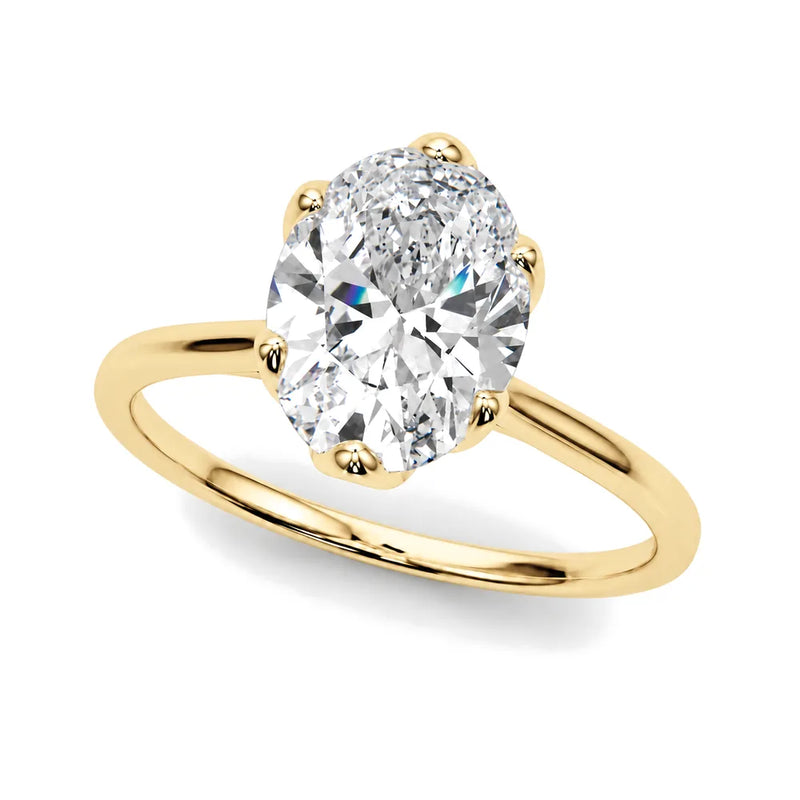 Sabrina oval lab-grown diamond engagement ring, 2 ct center, yellow gold