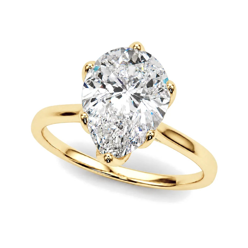 Sabrina pear lab-grown diamond engagement ring, 2 ct center, yellow gold