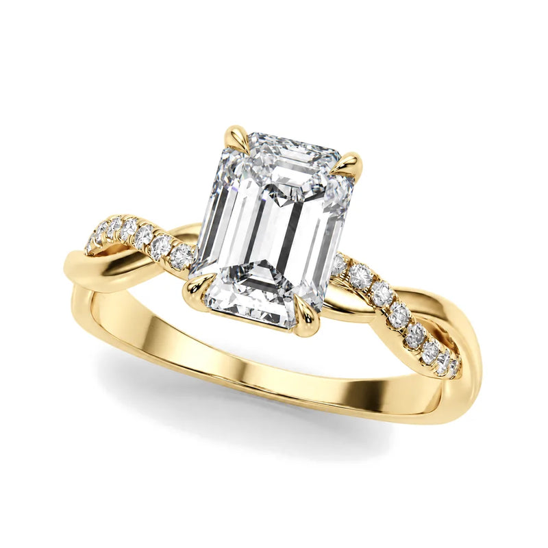Salome emerald lab-grown diamond engagement ring, 2 ct center, yellow gold