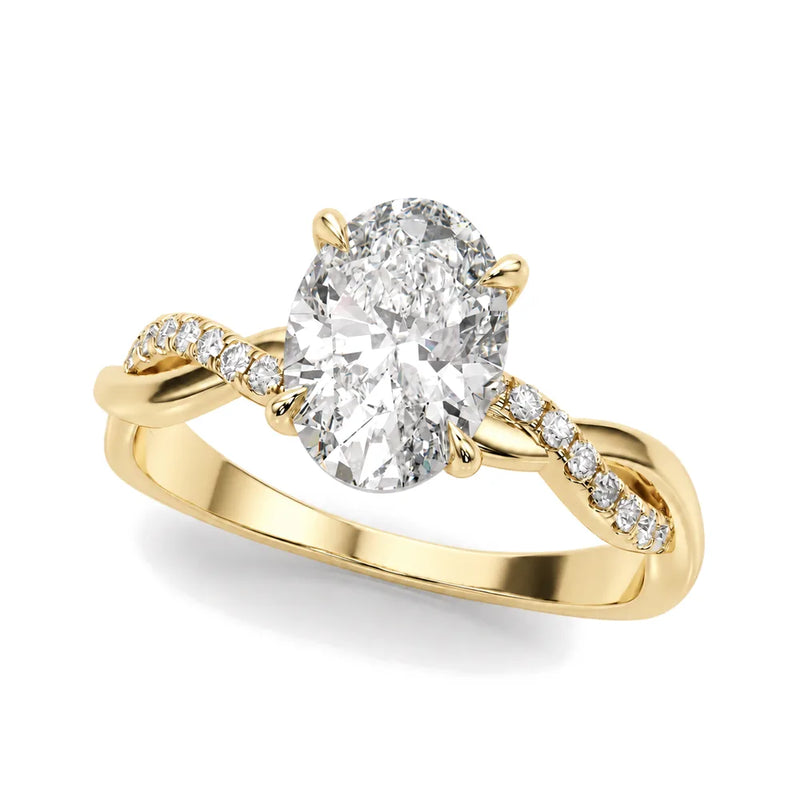 Salome oval lab-grown diamond engagement ring, 2 ct center, yellow gold