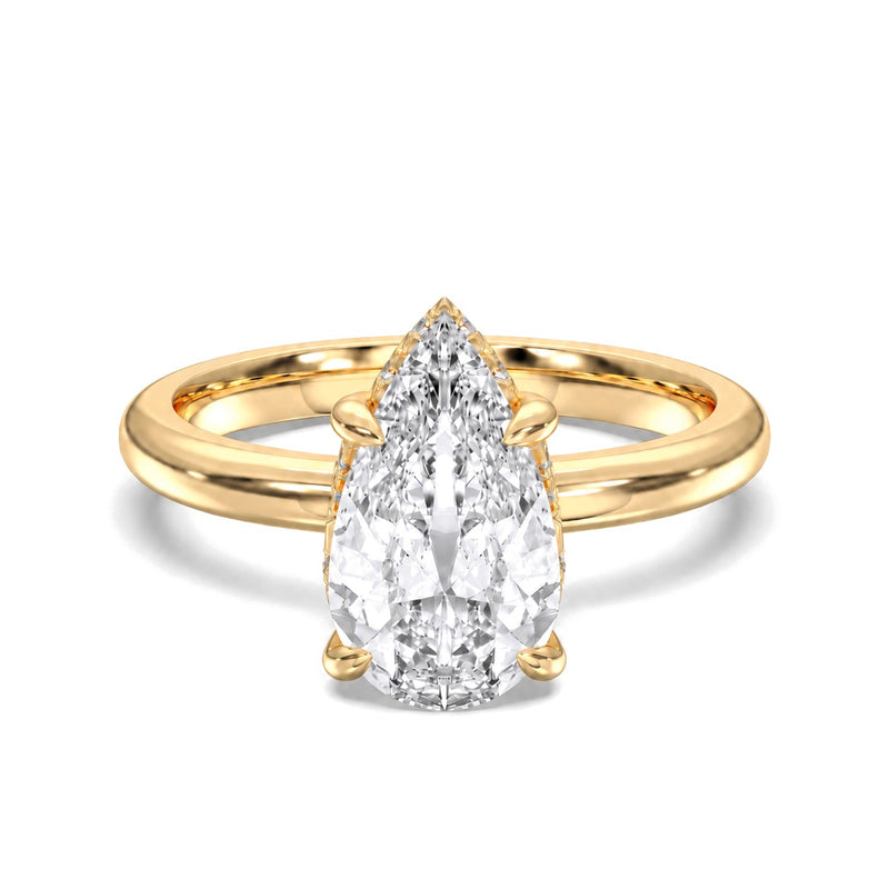 Selene pear lab-grown diamond engagement ring, 2 ct center stone, yellow gold