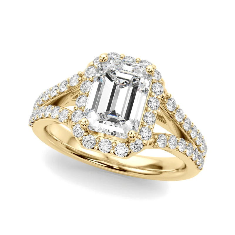 Sera emerald lab-grown diamond engagement ring, 2 ct center, yellow gold