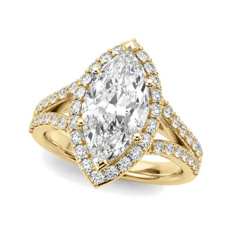 Sera marquise lab-grown diamond engagement ring, 2 ct center, yellow gold