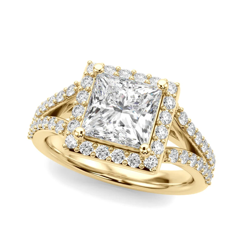 Sera princess lab-grown diamond engagement ring, 2 ct center, yellow gold