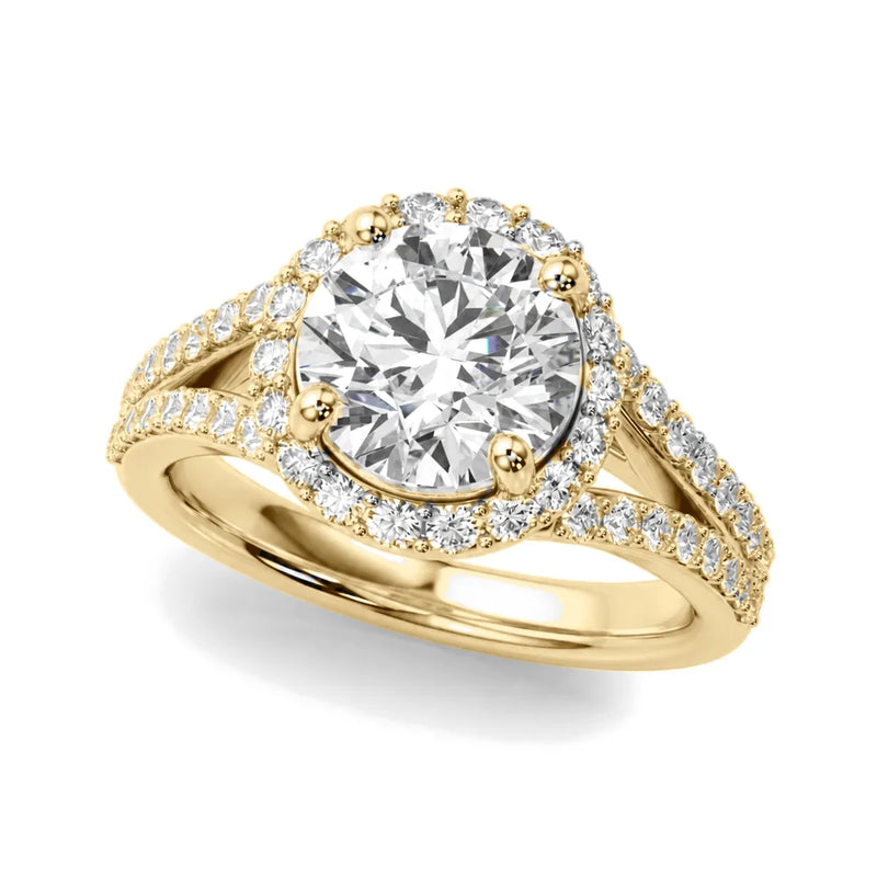Sera round lab-grown diamond engagement ring, 2 ct center, yellow gold