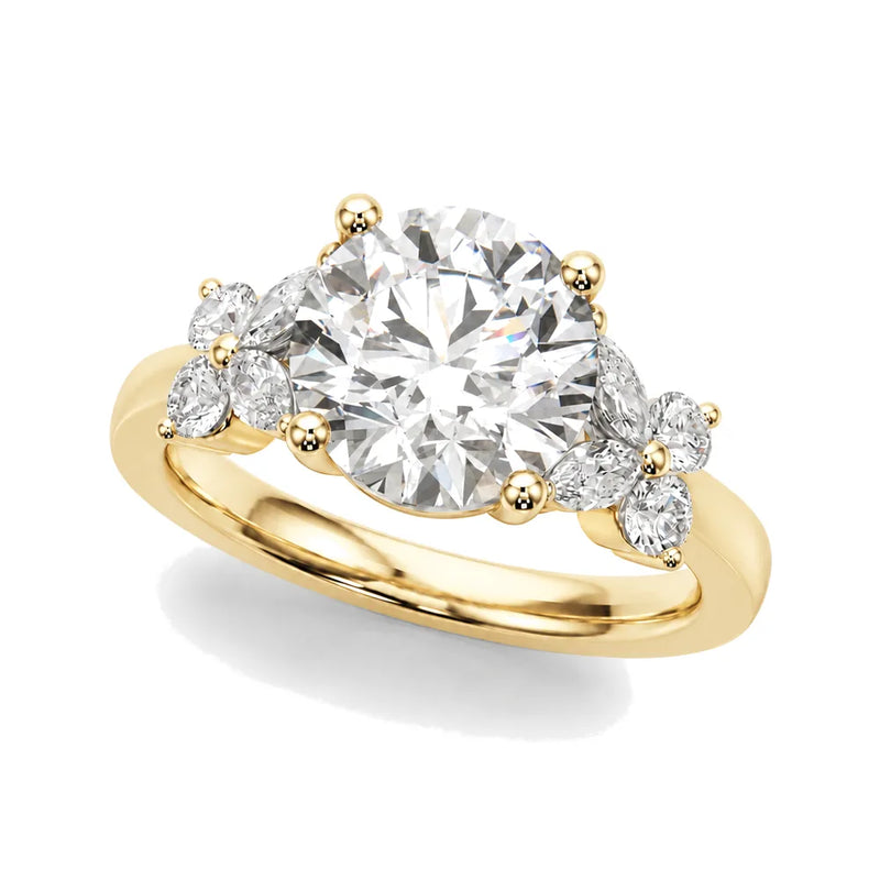 Valentina round lab-grown diamond engagement ring, 2 ct center, yellow gold