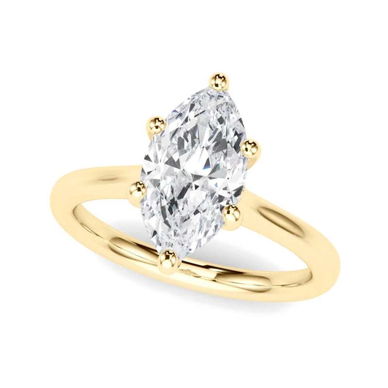 Vivienne marquise lab-grown diamond engagement ring, 2 ct center, yellow gold