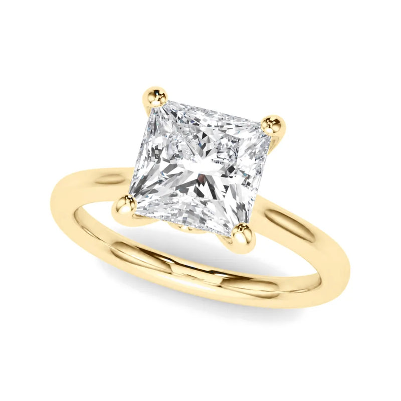 Vivienne princess lab-grown diamond engagement ring, 2 ct center, yellow gold