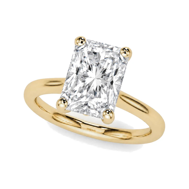 Vivienne radiant lab-grown diamond engagement ring, 2 ct center, yellow gold