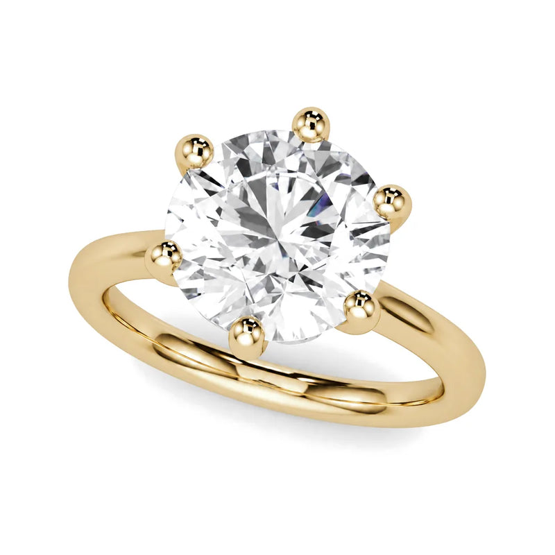 Vivienne round lab-grown diamond engagement ring, 2 ct center, yellow gold