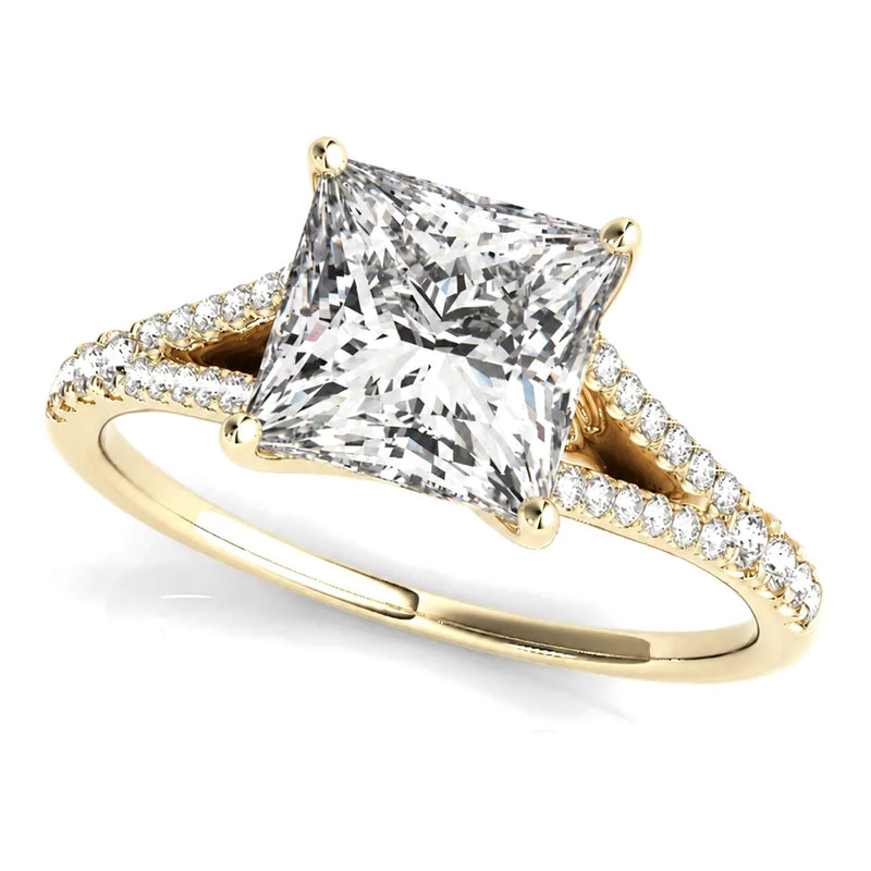 Wren princess lab-grown diamond engagement ring, 2 ct center, yellow gold