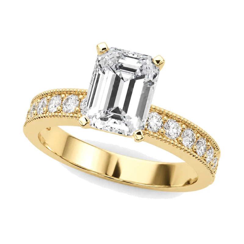 Yara emerald lab-grown diamond engagement ring, 2 ct center, yellow gold