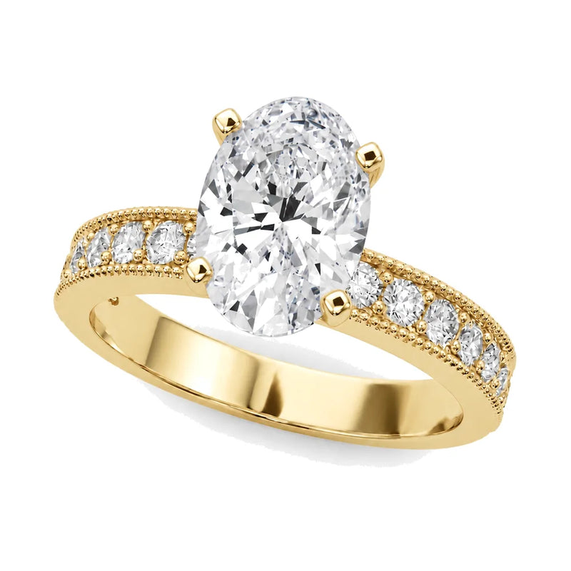 Yara oval lab-grown diamond engagement ring, 2 ct center, yellow gold
