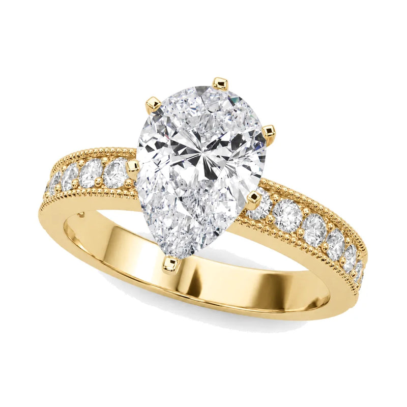 Yara pear lab-grown diamond engagement ring, 2 ct center, yellow gold
