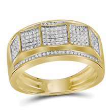  1/3CTW Round Diamond Faceted Cluster Men's Ring- 10k Yellow Gold