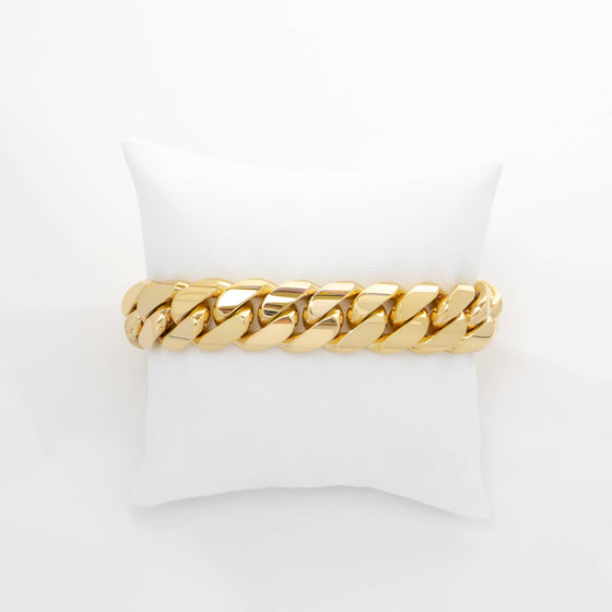Cuban Link Bracelet-16mm Solid Gold | GOLDZENN Jewelry- Closer link chain detail