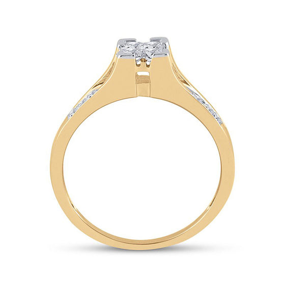 Princess Diamond Engagement Wedding Ring Set-0.5CTW- 10k| GOLDZENN-Side view detail of the ring in yellow gold.