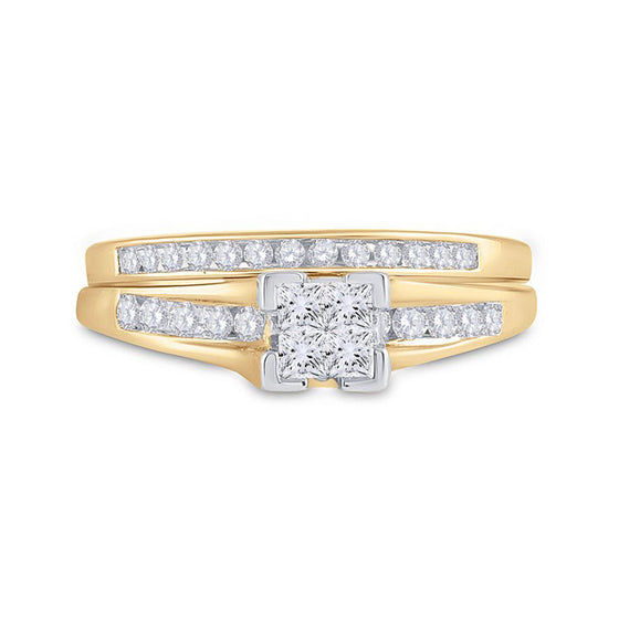 Princess Diamond Engagement Wedding Ring Set-0.5CTW- 10k| GOLDZENN-Showing the diamond detail of the ring.