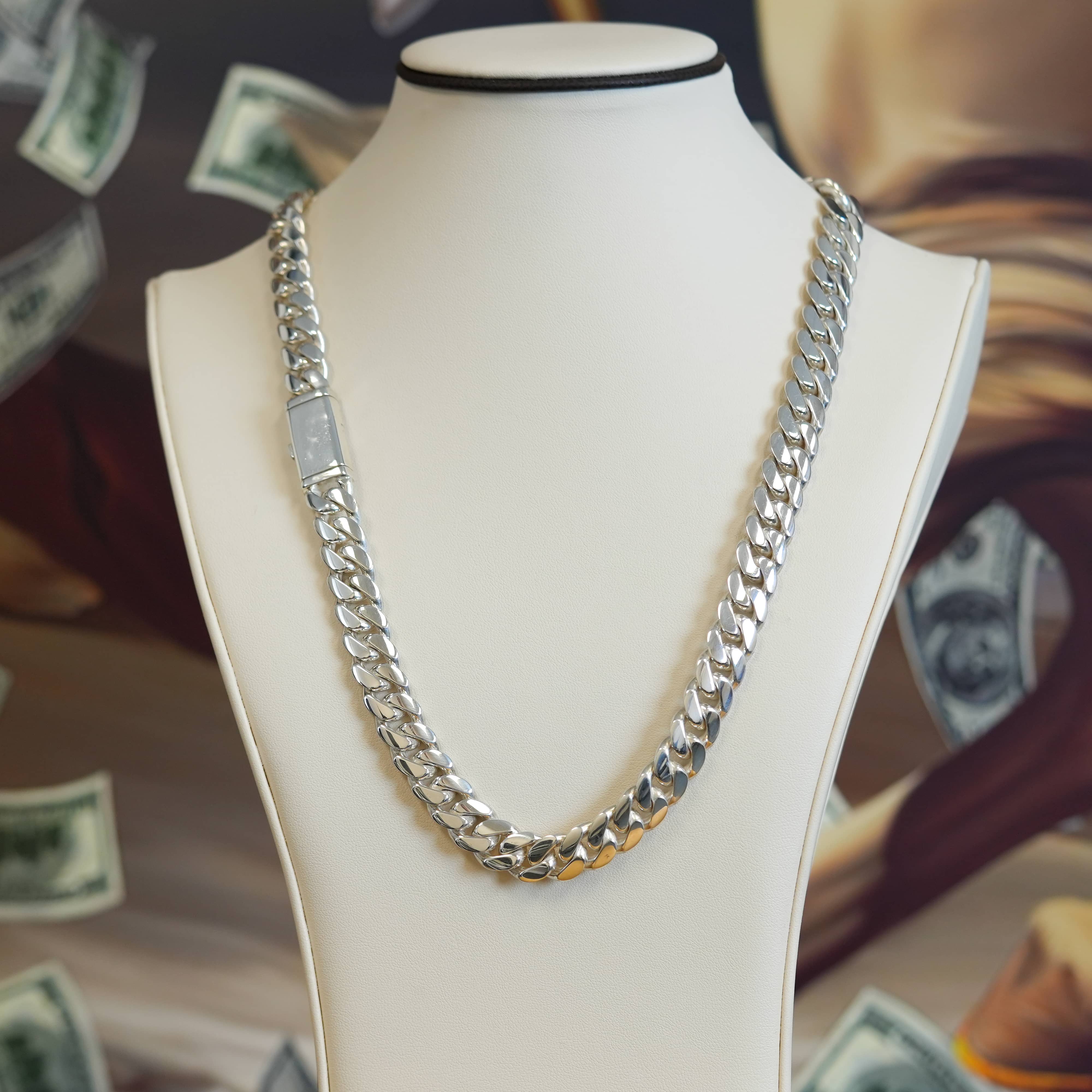 10mm Silver Cuban Link Chain- GOLDZENN Jewelry 24