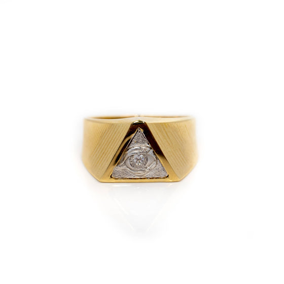 All Seeing Eye Ring in Solid Gold| GoldZenn Jewelry- Ring front view detail.