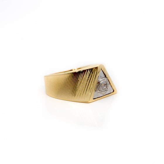 All Seeing Eye Ring in Solid Gold| GoldZenn Jewelry- Ring side view.