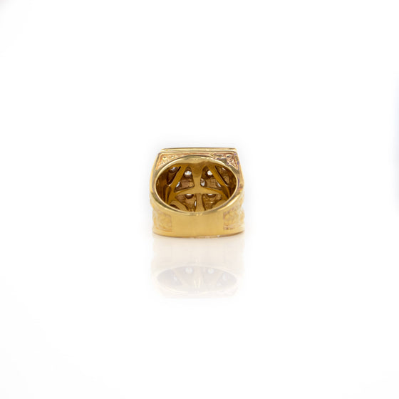 Square Cluster Ring in Solid Gold| GOLDZENN(back details of the ring).