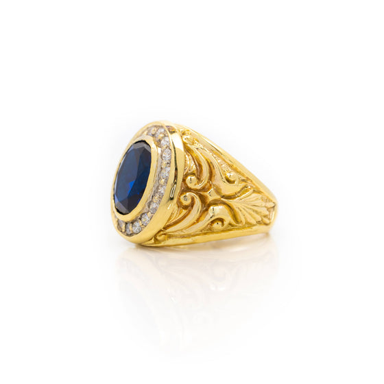 Blue Stone Signet Ring in Solid Gold