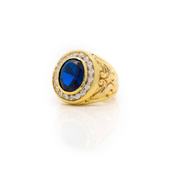 Blue Stone Signet Ring in Solid Gold