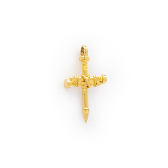 Solid Gold Cross Pendant| GOLDZENN- Showing the other side view detail of the pendant.
