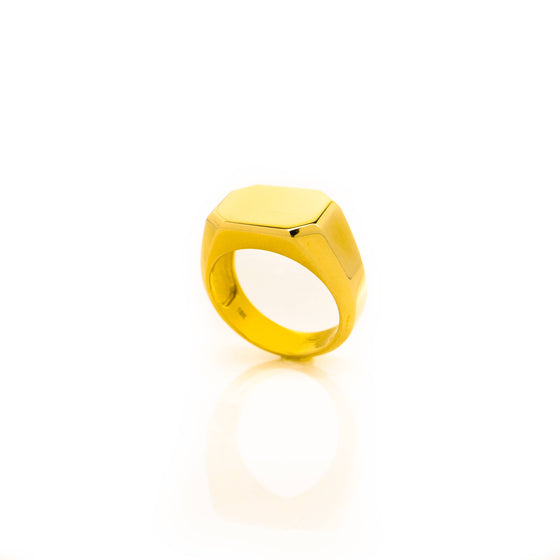 Octagon Signet Ring in Solid Gold| GOLDZENN(Other side view detail of the ring)