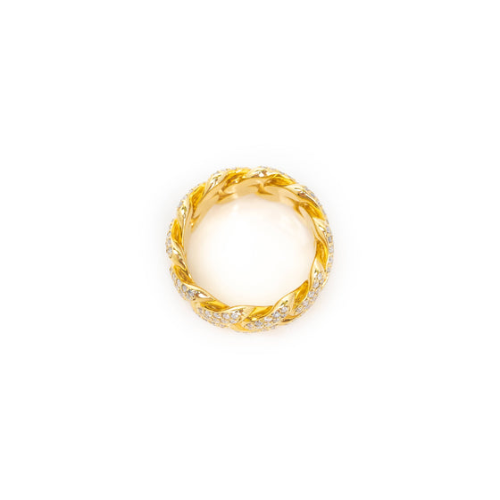 14k - 10mm - Iced Cuban Link Ring in Solid Gold