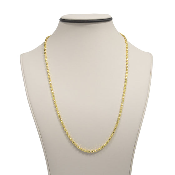 Barrel Link Crystal Chain - 3mm - 14k Gold Bonded| GOLDZENN- Front detail of the chain.