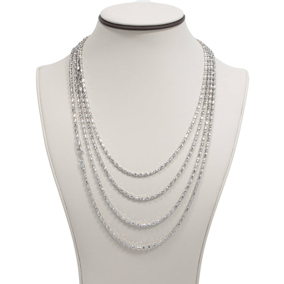 3mm - Barrel Crystal Chain Necklace - 925 Silver| GOLDZENN- Chain details in 4 length variations.