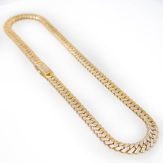 Moissanite Prong Cuban Link Chain - Solid Yellow Gold