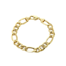  Solid Gold Figaro Bracelet - 3mm | GOLDZENN- Full detail of the bracelet.