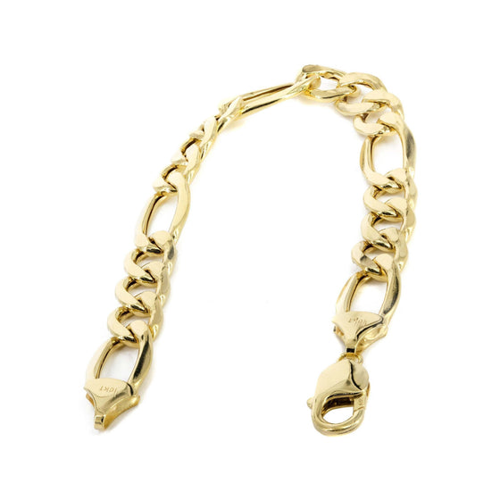 Solid Gold Figaro Bracelet - 3mm | GOLDZENN- Full detail of the chain and lock of the bracelet.