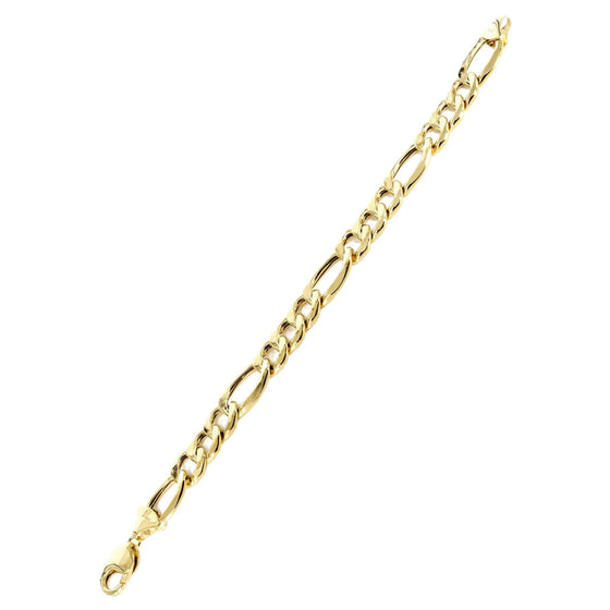 Solid Gold Figaro Bracelet - 3mm | GOLDZENN- Side view detail of the bracelet.