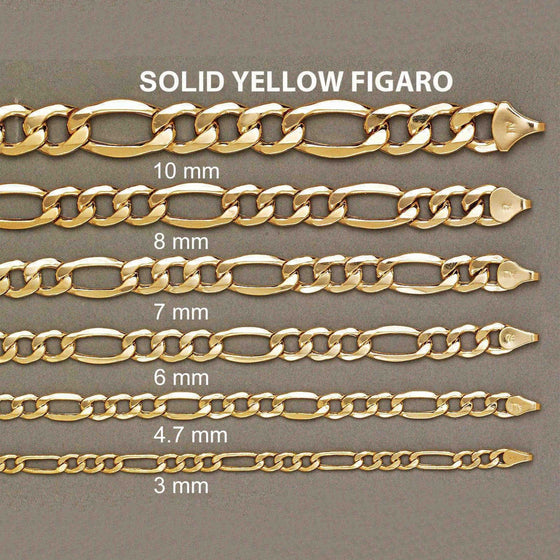 Solid Gold Figaro Bracelet - 3mm | GOLDZENN- Showing the width variation of the bracelet.
